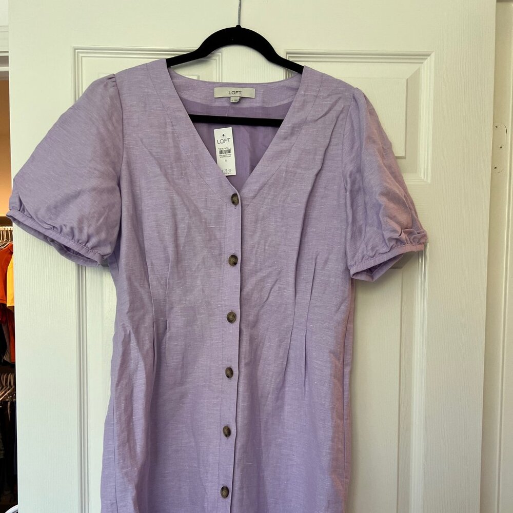 LOFT Lilac Button Down Dress